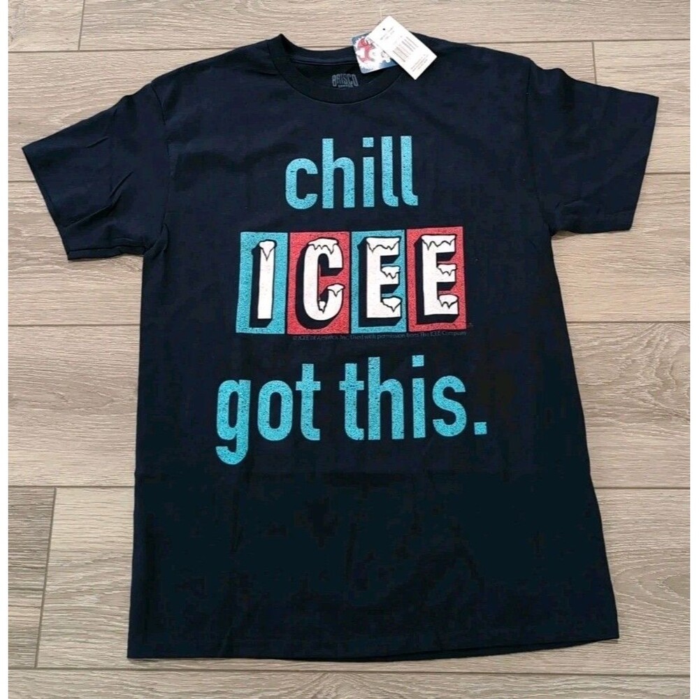 ICEE TEE SHIRT "CHILL ICEE GOT THIS " Navy Blue Logo MEN'S SIZE MEDIUM NWT